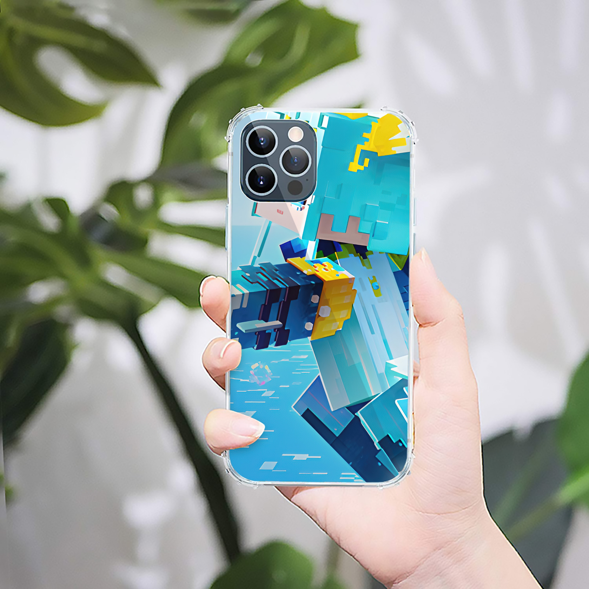 （画像用） マインクラフト ブロックの世界 Minecraft MC Block world 【iPhone 12シリーズ対応】透明スマホケース（クリアソフトケース）